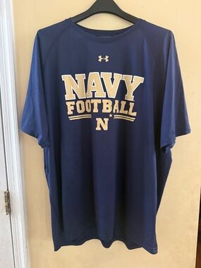 Under Armour Blue NAVY FOOTBALL Short Sleeve Performance Tee, 2XL